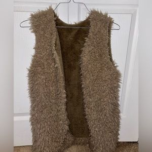 Womens Grey Suede Mocha Wool Vest in size large